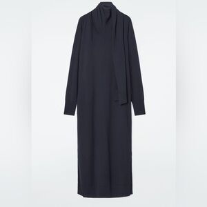 COS Scarf-detail Maxi Dress Wool Navy NWT